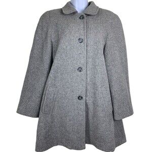 London Fog Women's Size 12 Gray Wool Blend Coat USA Pockets Lined Vintage Mid